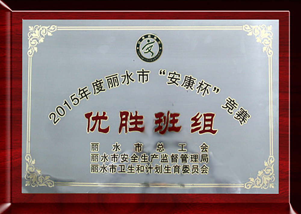 2015年度麗水市“安康市”競賽優(yōu)勝班組