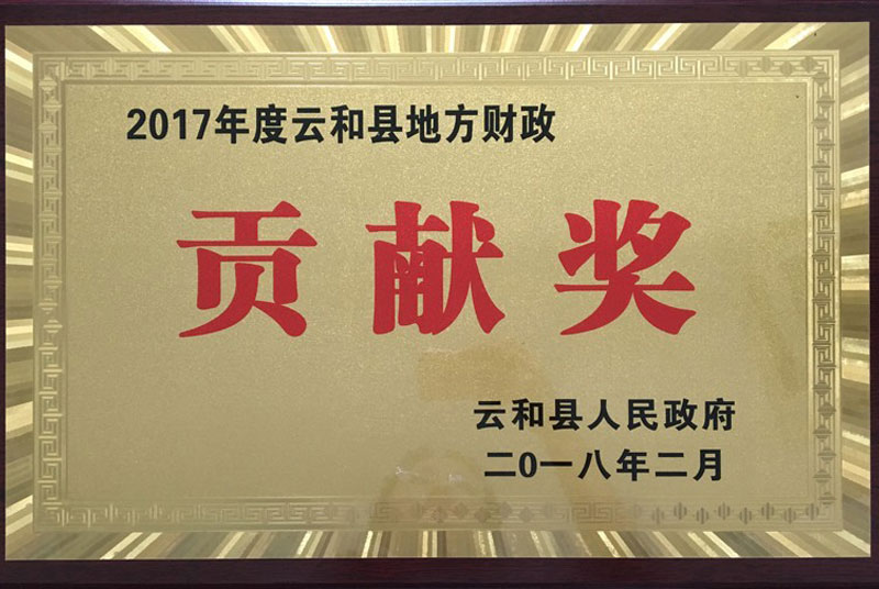 2017年度云和縣地方財政貢獻獎