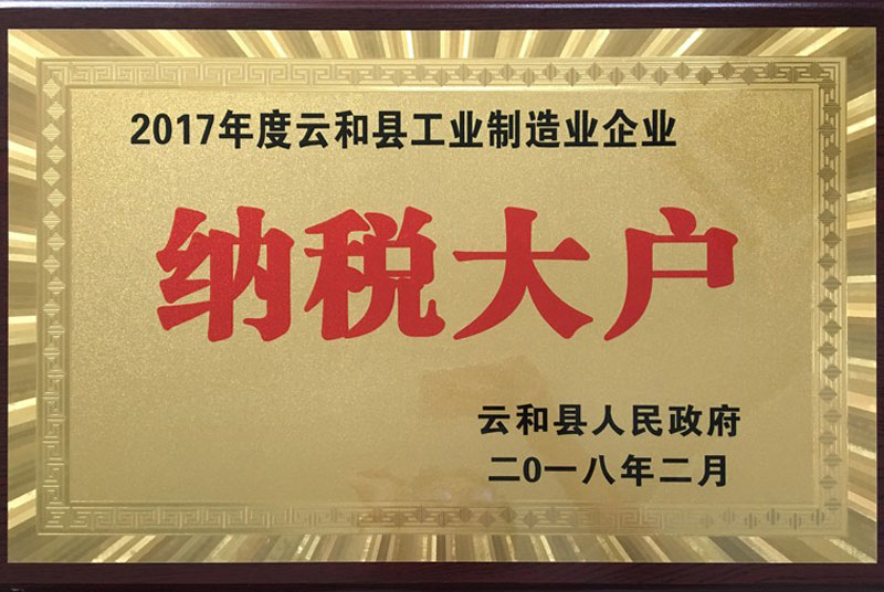 2017年度云和縣工業(yè)制造業(yè)企業(yè)納稅大戶