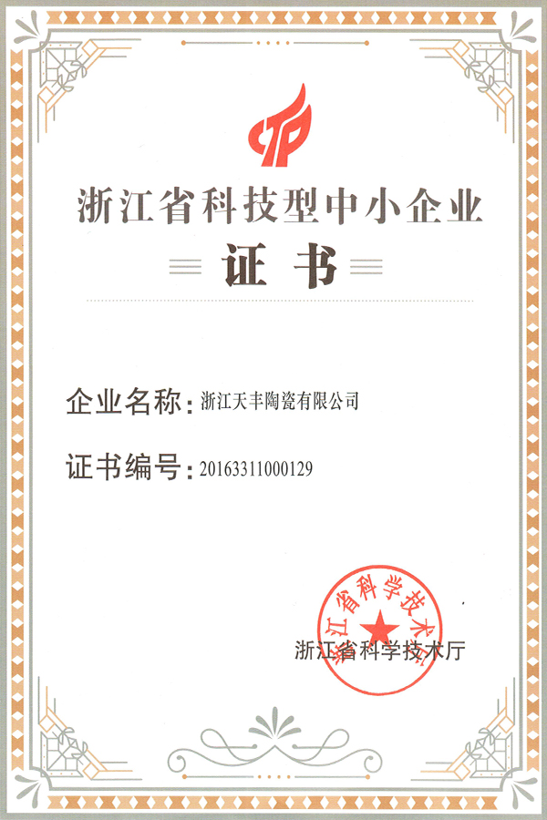 2016科技型中小企业证书