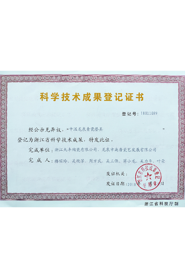 2018年科技成果证书